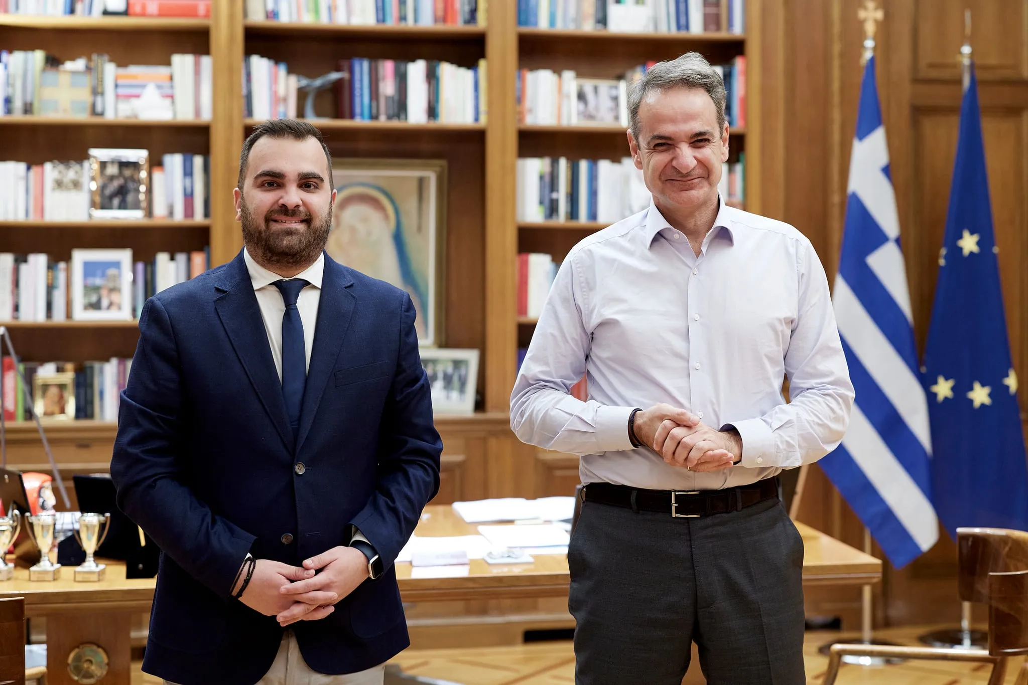 Ο Ορφέας Γεωργίου με τον πρωθυπουργό Κυριάκο Μητσοτάκη στο Μέγαρο Μαξίμου